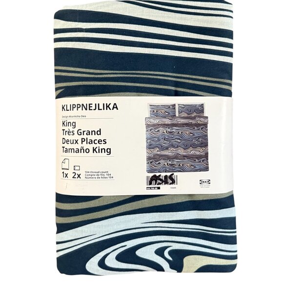 IKEA KLIPPNEJLIKA Blue Multicolor King Duvet Cover (Small Flaw) - Picture 1 of 4